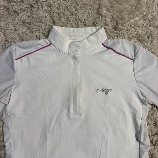 Women’s XL White Iago Short Sleeve Horseback Riding Show Shirt