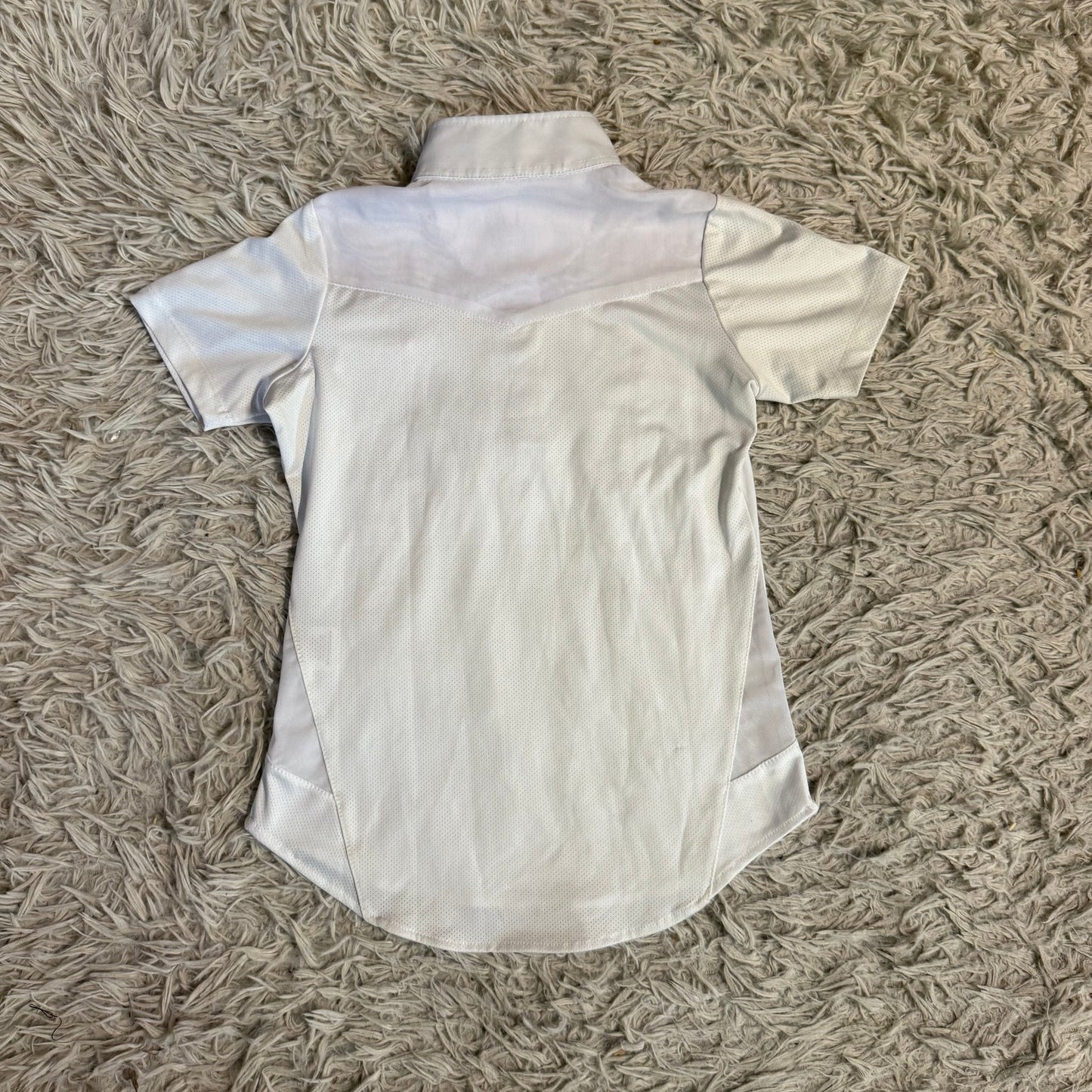 Girl’s Small White Ovation Short Sleeve Horseback Riding Show Shirt