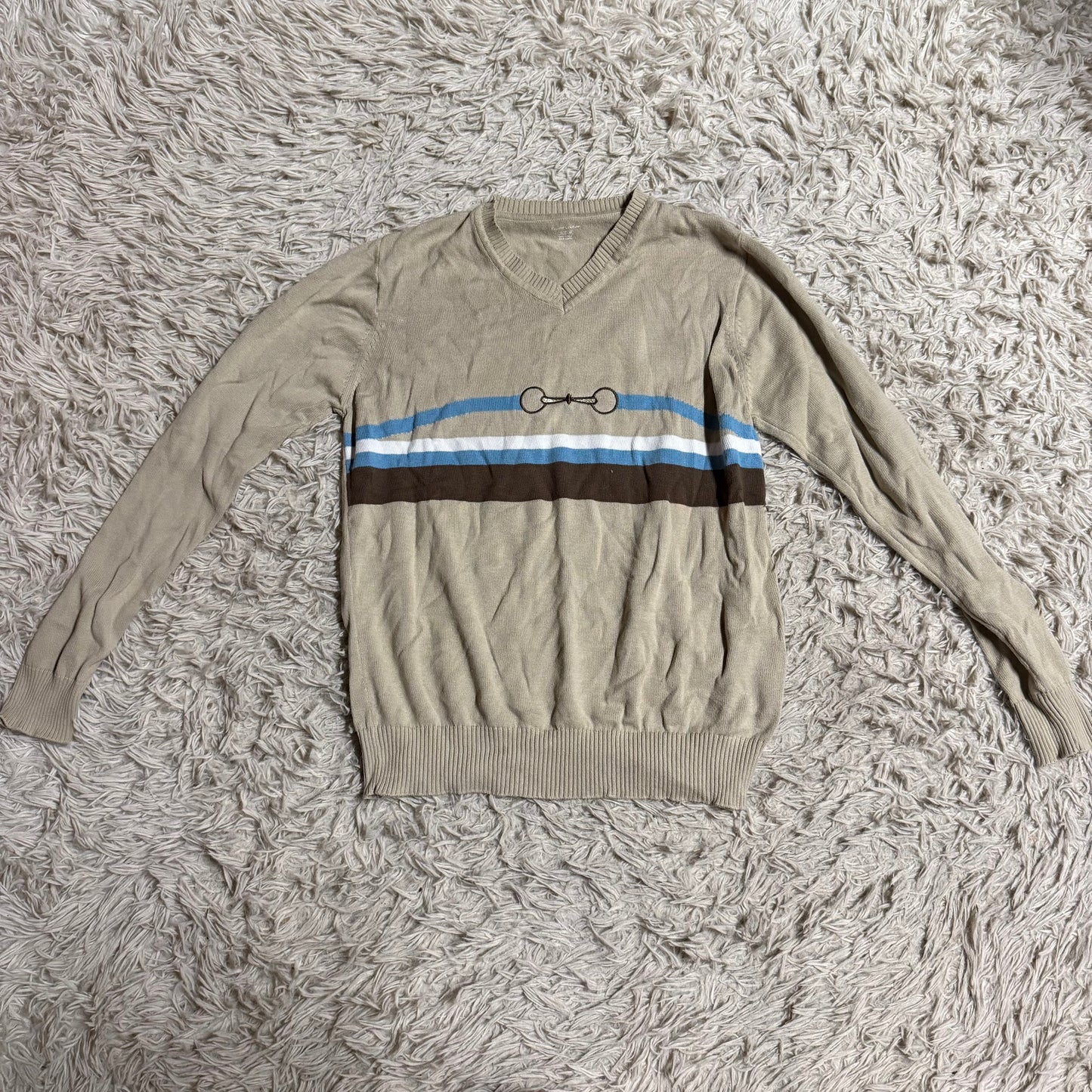 Women’s Medium Tan Equine Couture Long Sleeve Horseback Riding Sweater