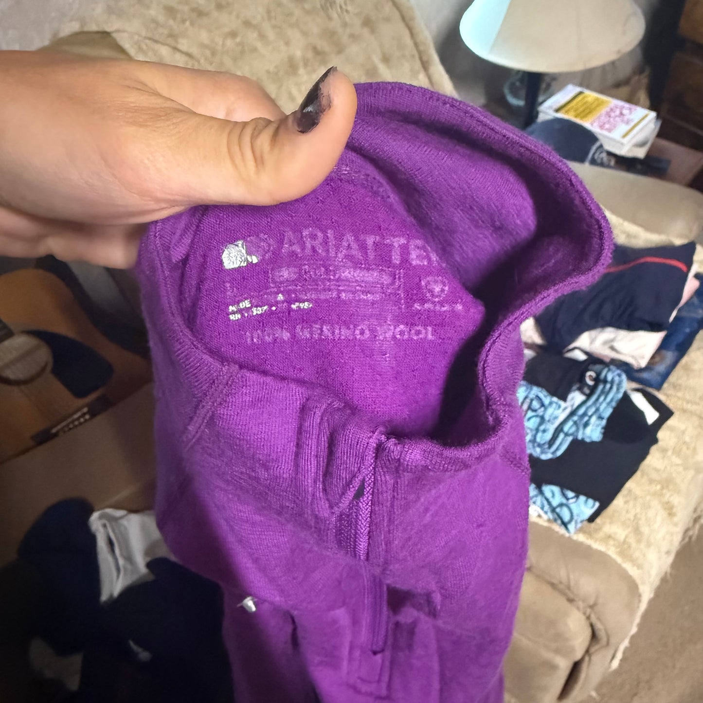 Women’s Large Purple Ariat Long Sleeve Horseback Riding Winter Shirt