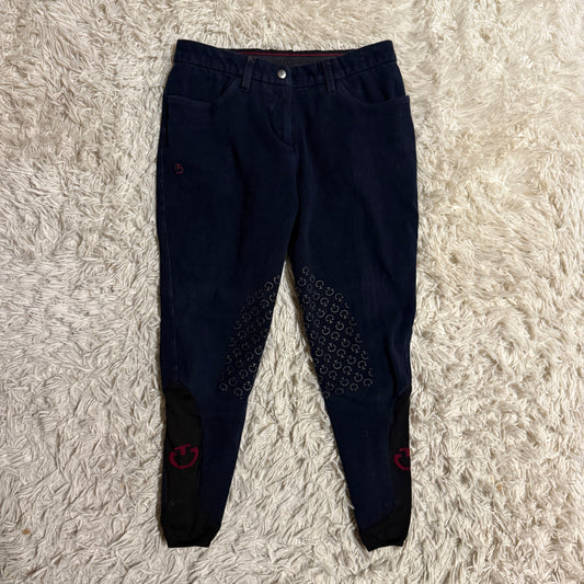 Women’s Size IT42 Navy Jean Cavalleria Toscana Knee Patch Horseback Riding Breeches