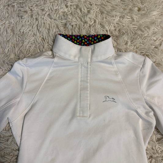 Child’s Medium White RJ Classics Long Sleeve Horseback Riding Show Shirt