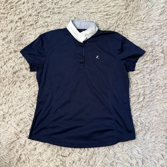 Women’s Size 14 Navy Horze Short Sleeve Horseback Riding Show Shirt