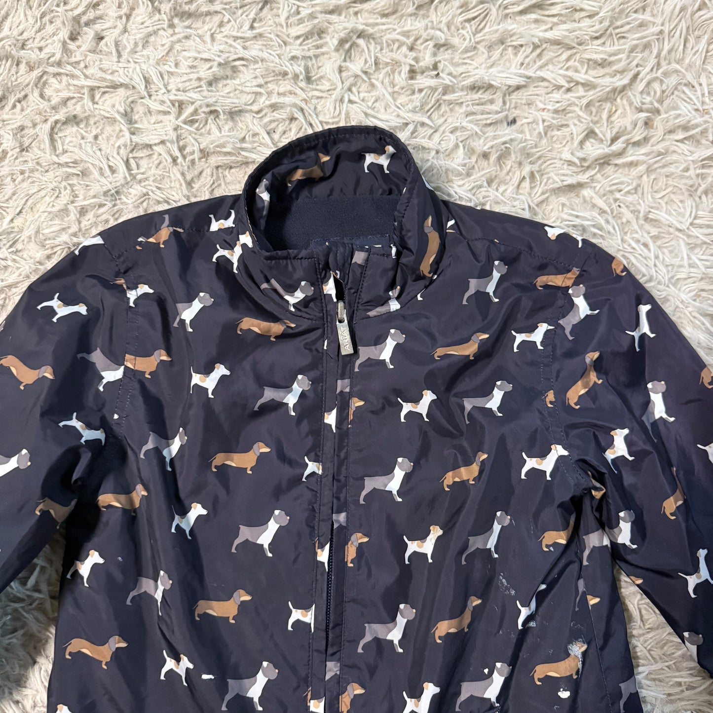 Girl’s Small Navy Ariat Dog Pattern Horseback Riding Winter Jacket