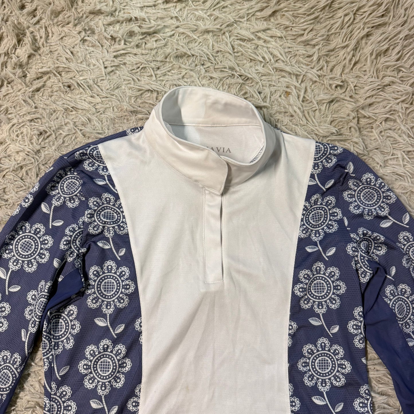 Women’s M White/Purple Equinavia Long Sleeve Horseback Riding Show Shirt