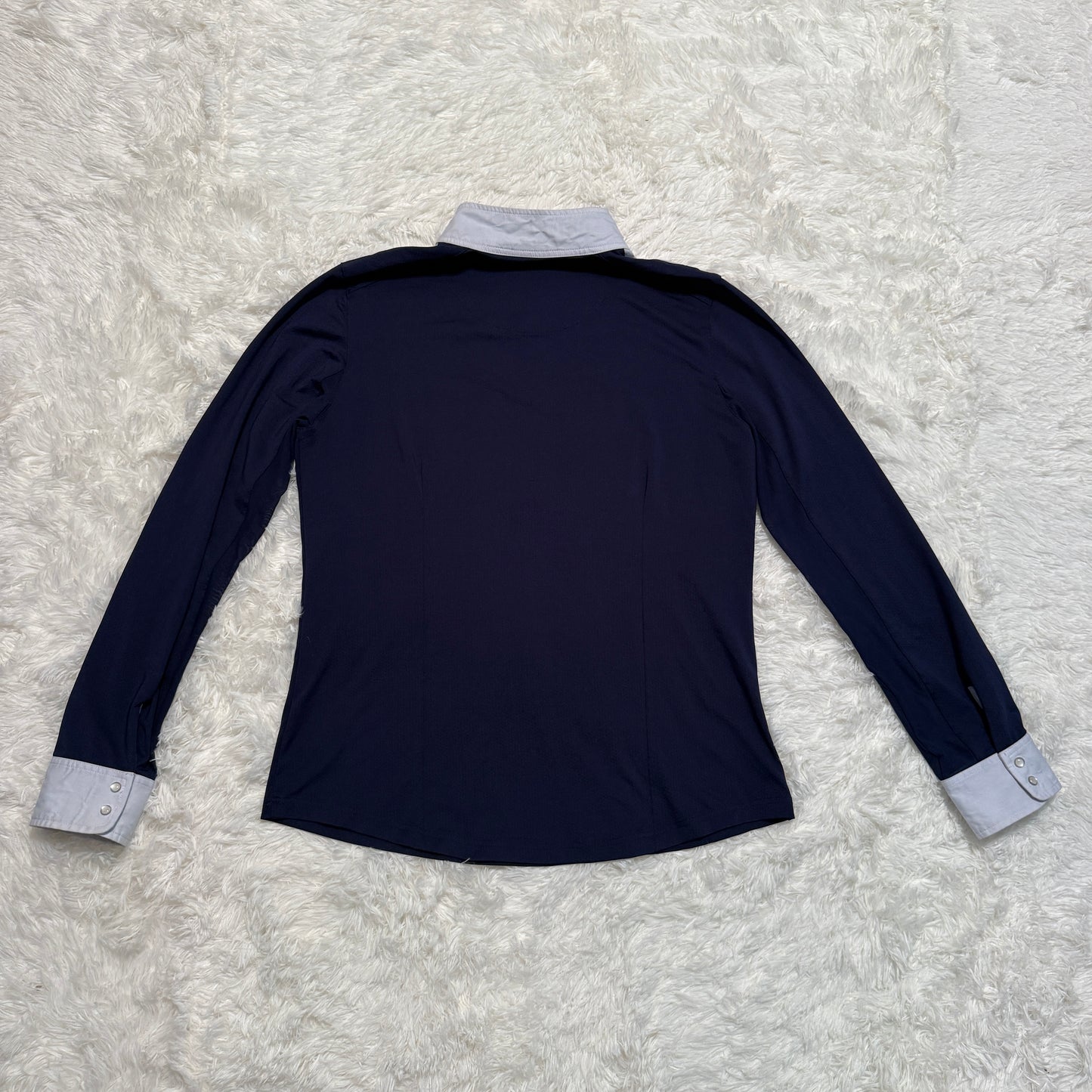 Women’s Large Navy/White Smartpak Long Sleeve Horseback Riding Show Shirt