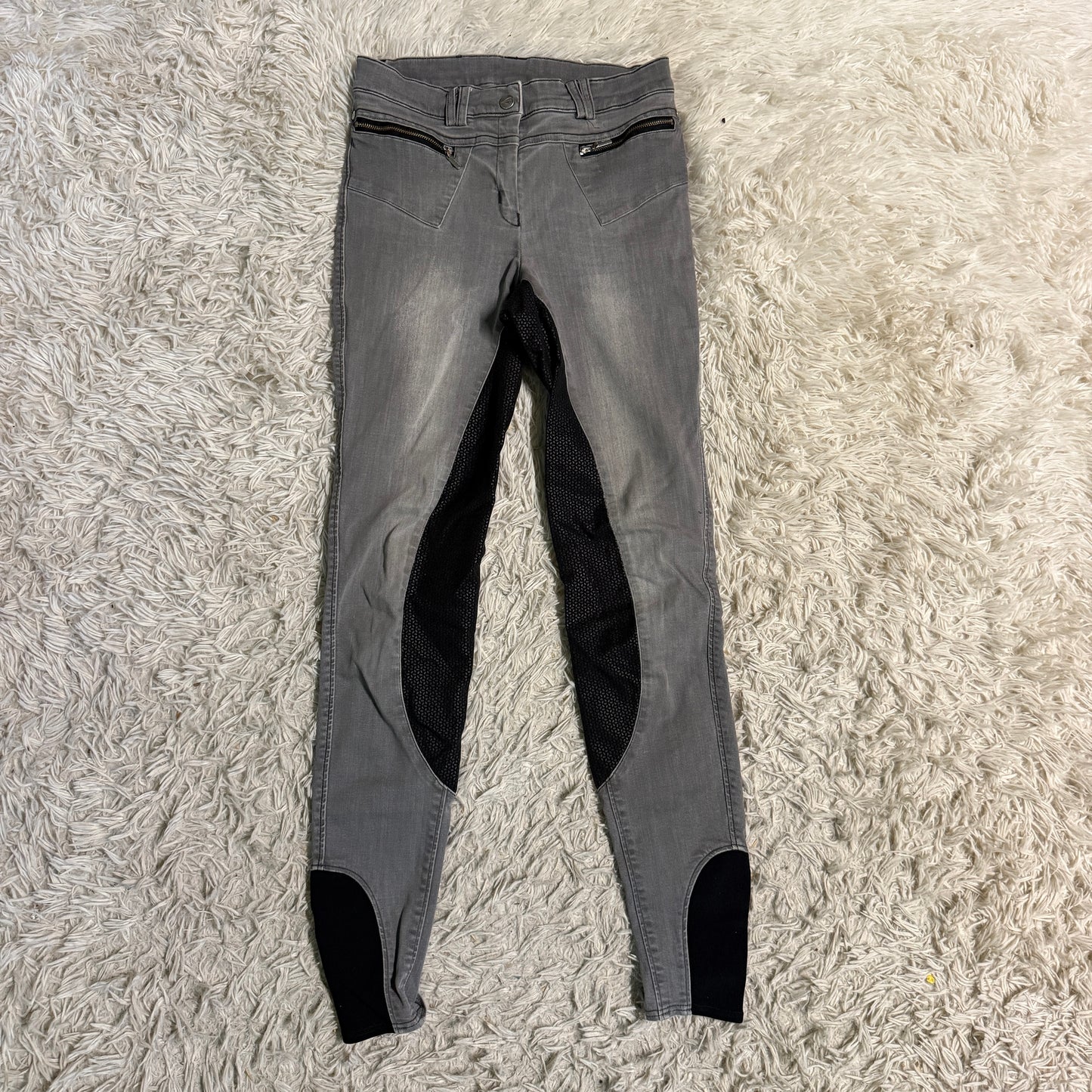 Women’s Size 24R Grey/Black Euro Star Full Seat Horseback Riding Breeches
