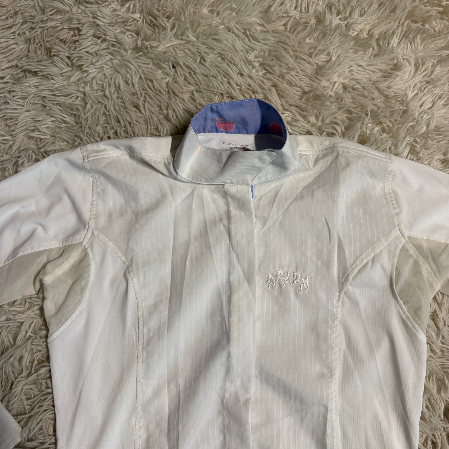 Child’s Size 10 White Equine Couture Long Sleeve Horseback Riding Show Shirt