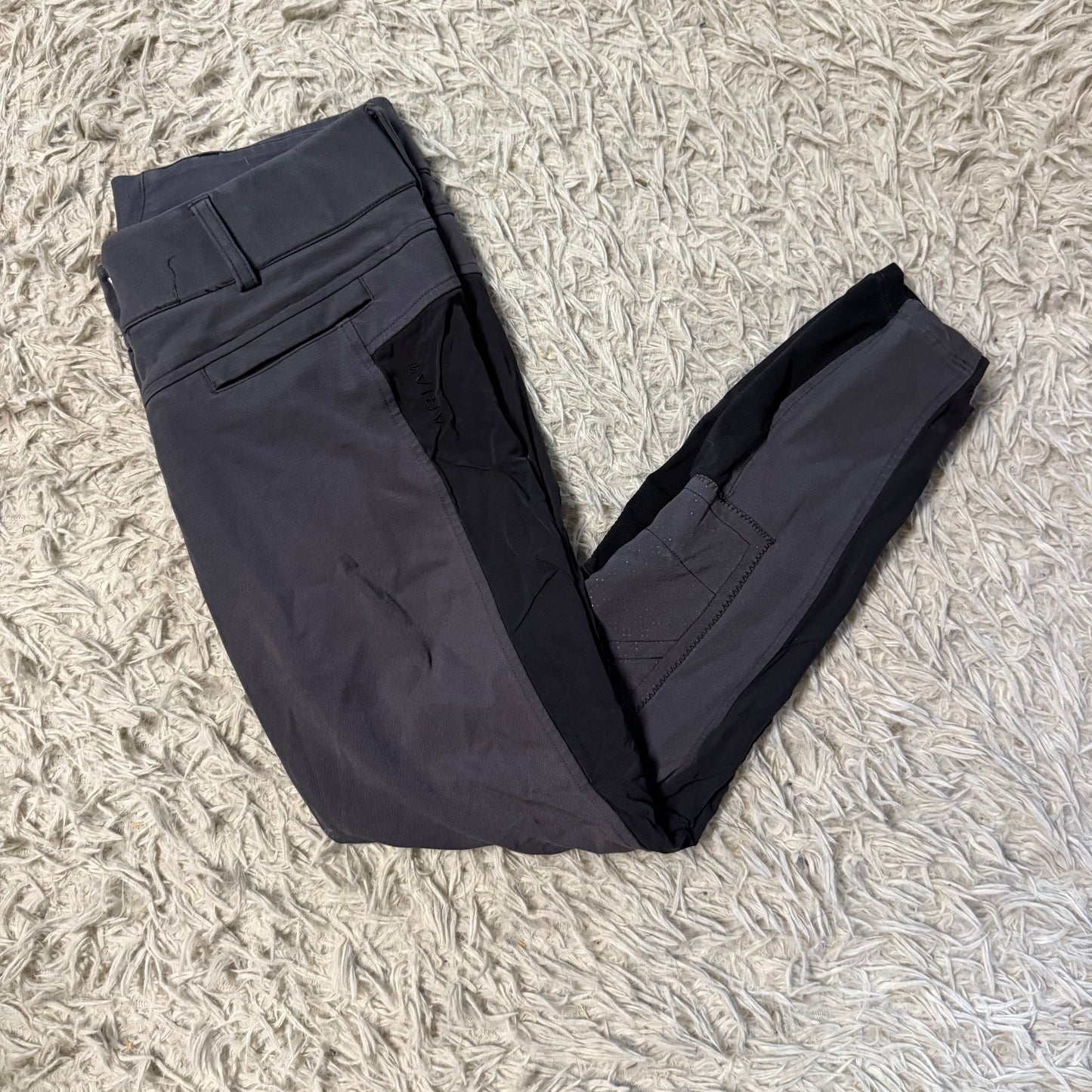 Women’s Size 26R Grey/Black Ariat Knee Patch Horseback Riding Breeches