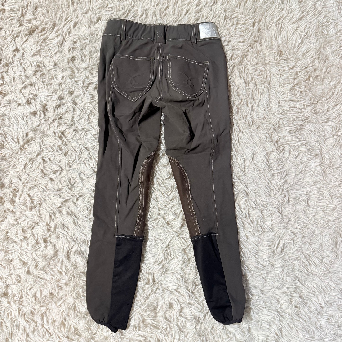 Women’s Size 26R Grey/Brown Goode Rider Knee Patch Horseback Riding Breeches