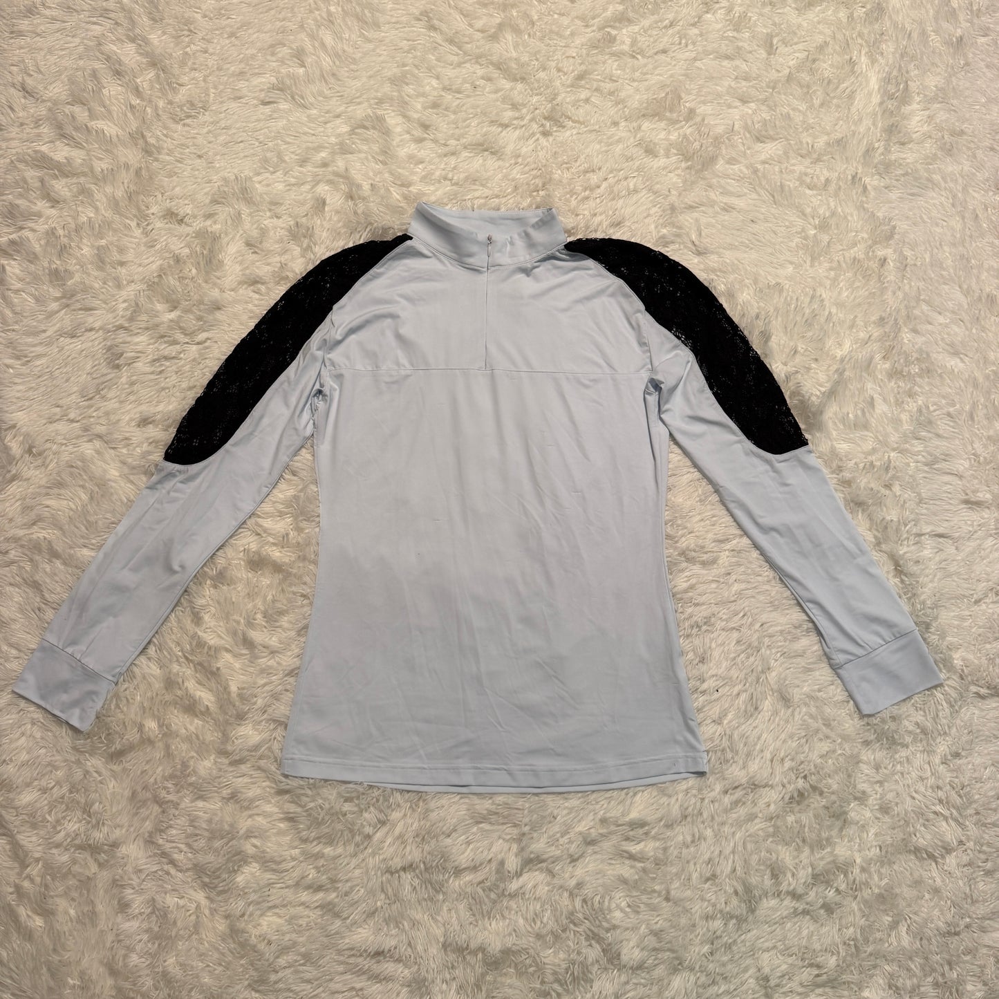 Women’s Medium White/Black Lace Equishow Long Sleeve Horseback Riding Show Shirt