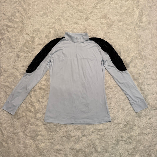 Women’s Medium White/Black Lace Equishow Long Sleeve Horseback Riding Show Shirt