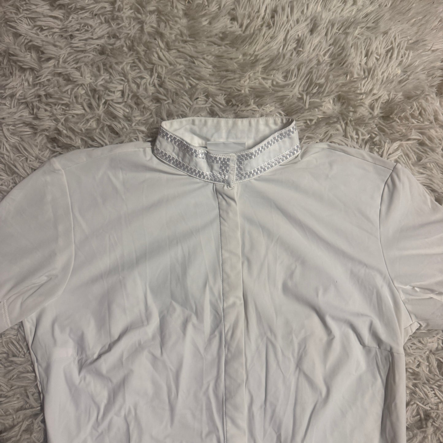 Women’s Large White Cavalleria Toscana Short Sleeve Horseback Riding Show Shirt
