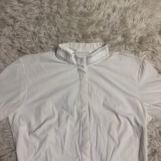 Women’s Large White Cavalleria Toscana Short Sleeve Horseback Riding Show Shirt