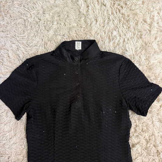 Women’s Large Black Emcee Equestrian Short Sleeve Horseback Riding Show Shirt