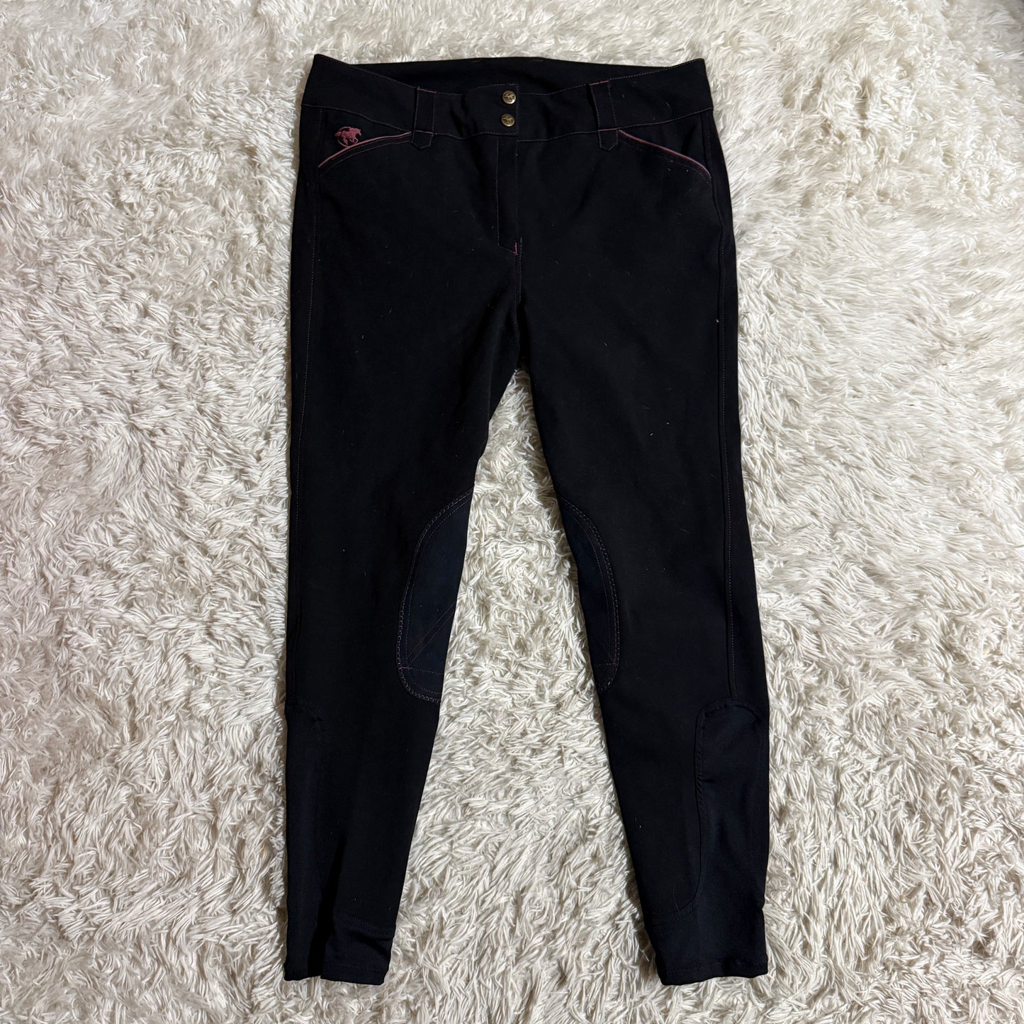 Women’s Size 36L Black Smartpak Piper Knee Patch Horseback Riding Breeches