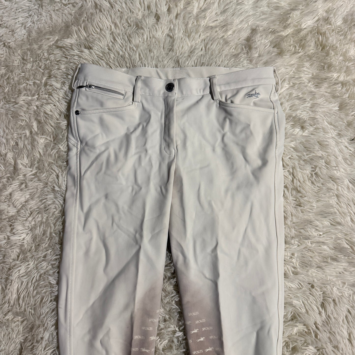 Women’s Size 28R White Schockemohle Knee Patch Horseback Riding Breeches
