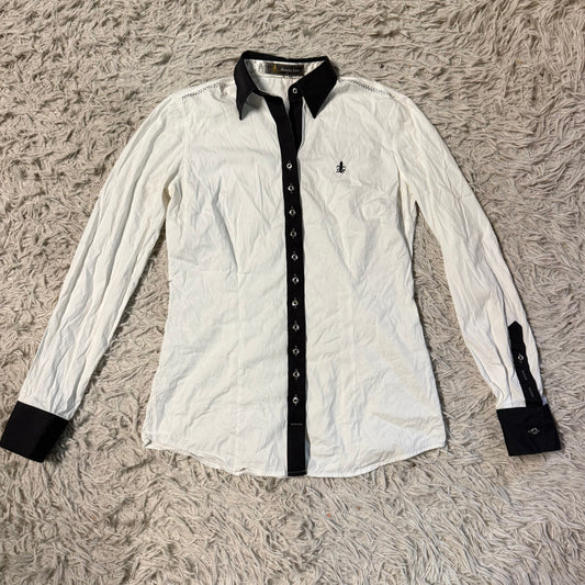 Women’s Size 6 White Fior Da Liso Long Sleeve Horseback Riding Button Down Shirt