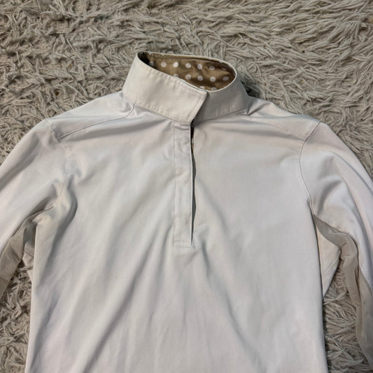 Women’s Medium White Tailored Sportsman Long Sleeve Horseback Riding Show Shirt
