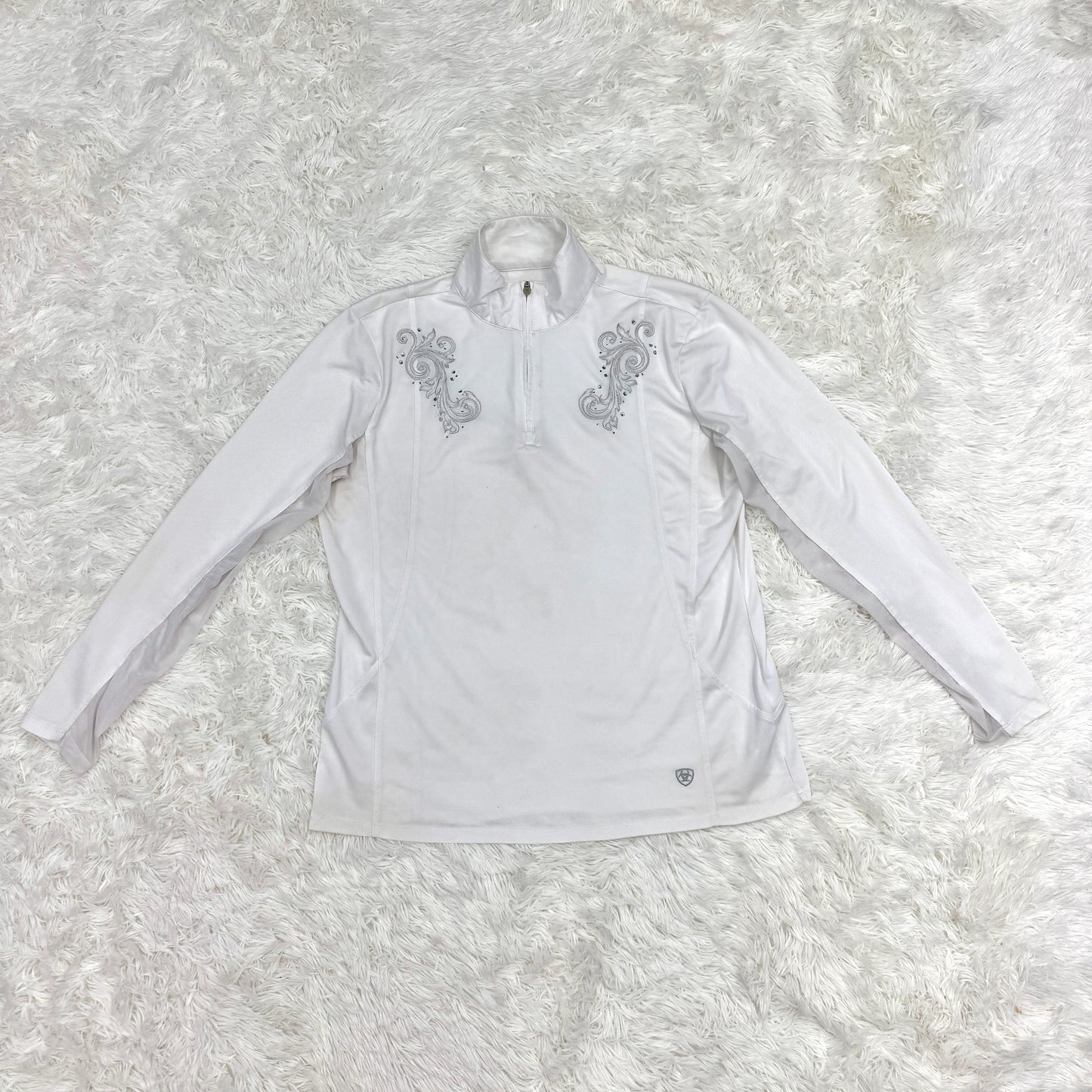 Women’s Large White Sparkle Ariat Long Sleeve Horseback Riding Sunshirt