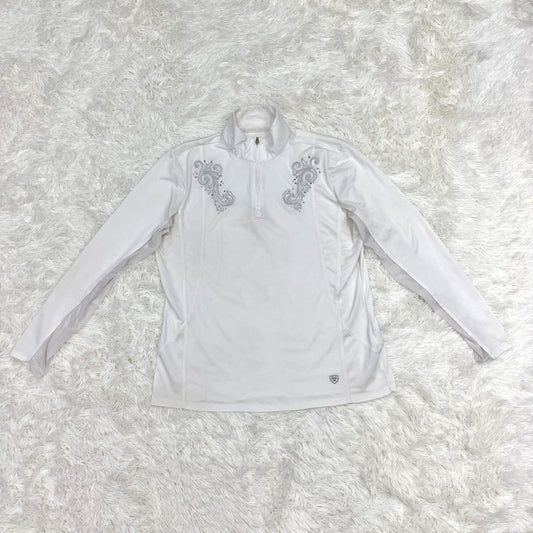 Women’s Large White Sparkle Ariat Long Sleeve Horseback Riding Sunshirt