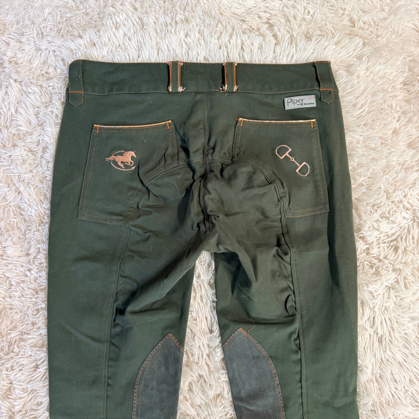 Women’s Size 34L Green Smartpak Piper Knee Patch Horseback Riding Breeches