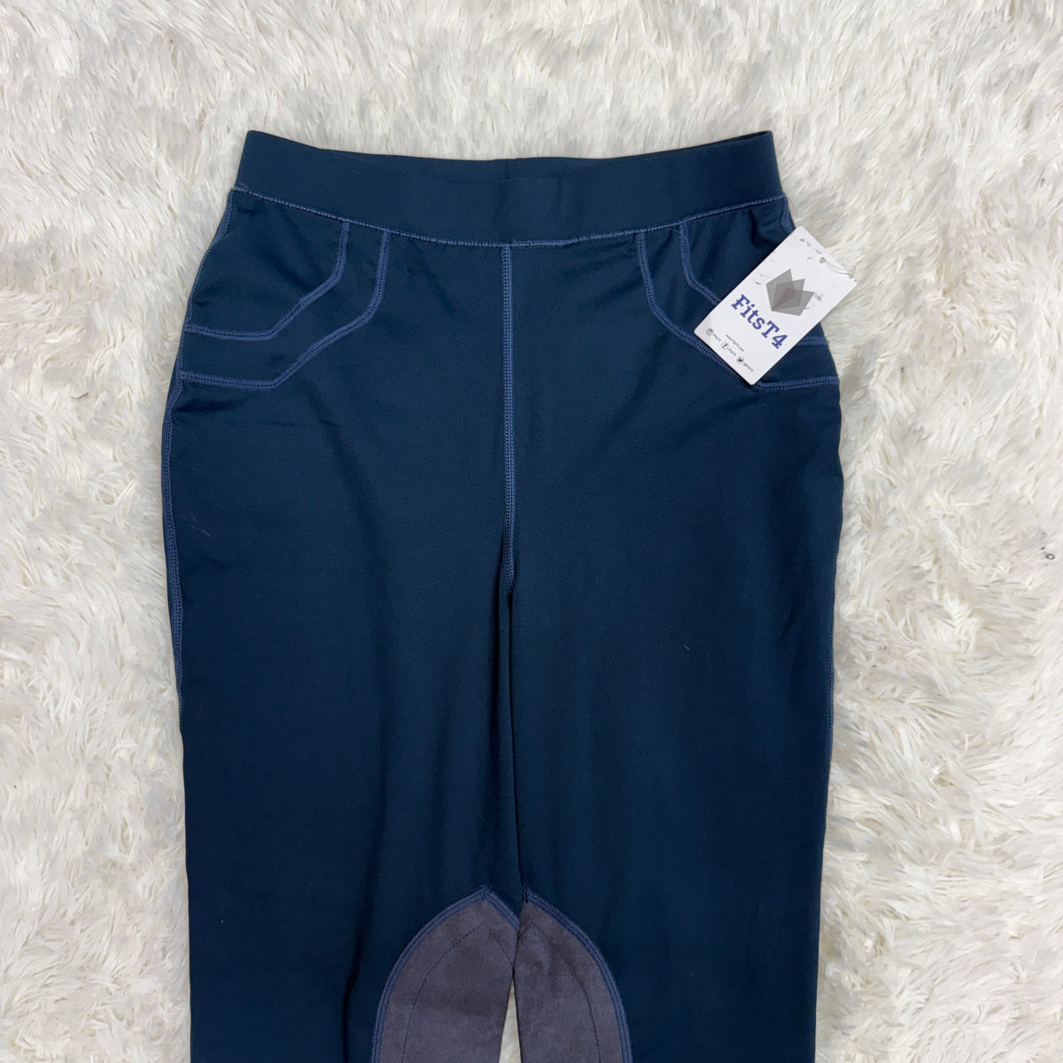 New Women’s XL Blue FitsT4 Knee Patch Horseback Riding Tights