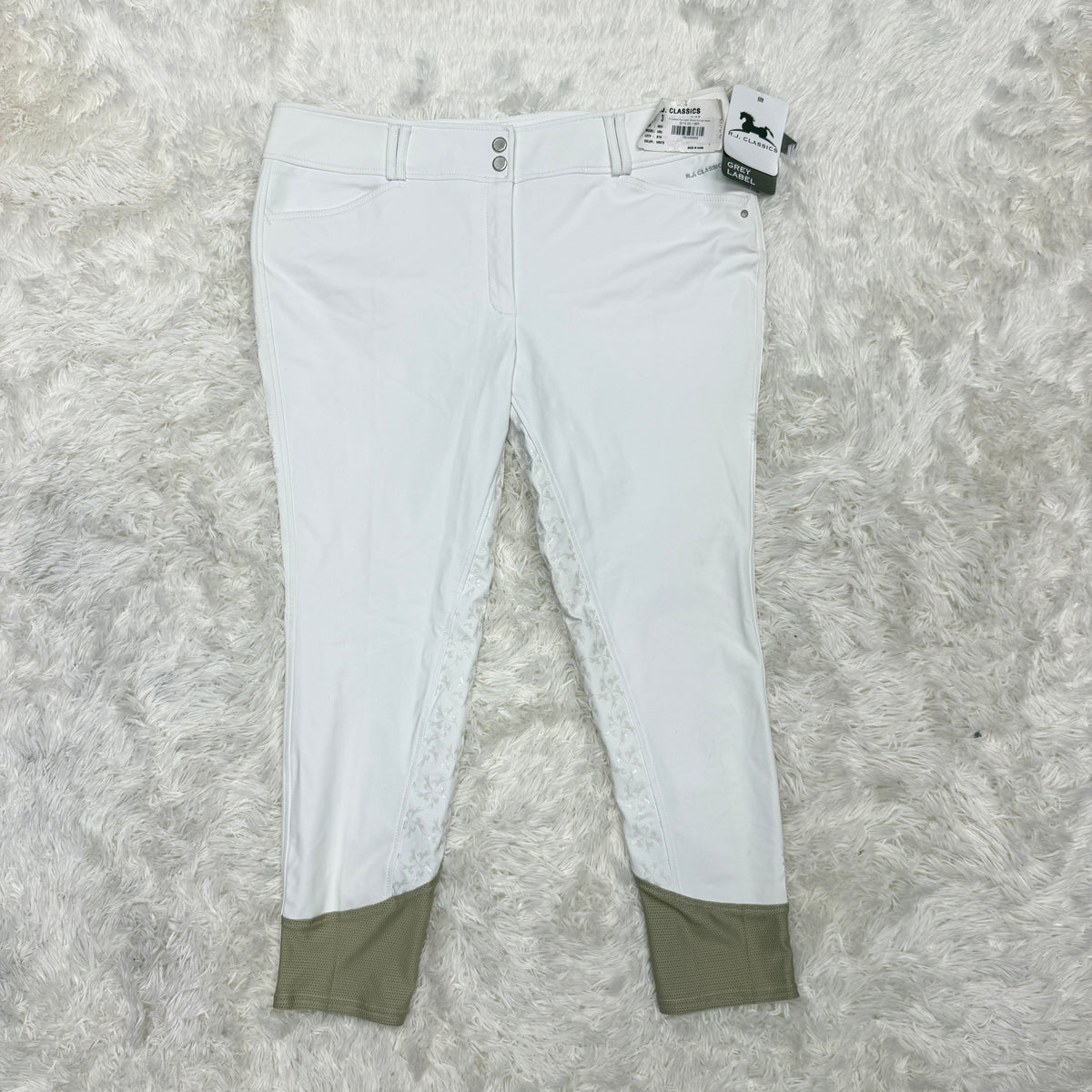 New Women’s Size 36R White RJ Classics Aria Full Seat Horseback Riding Breeches