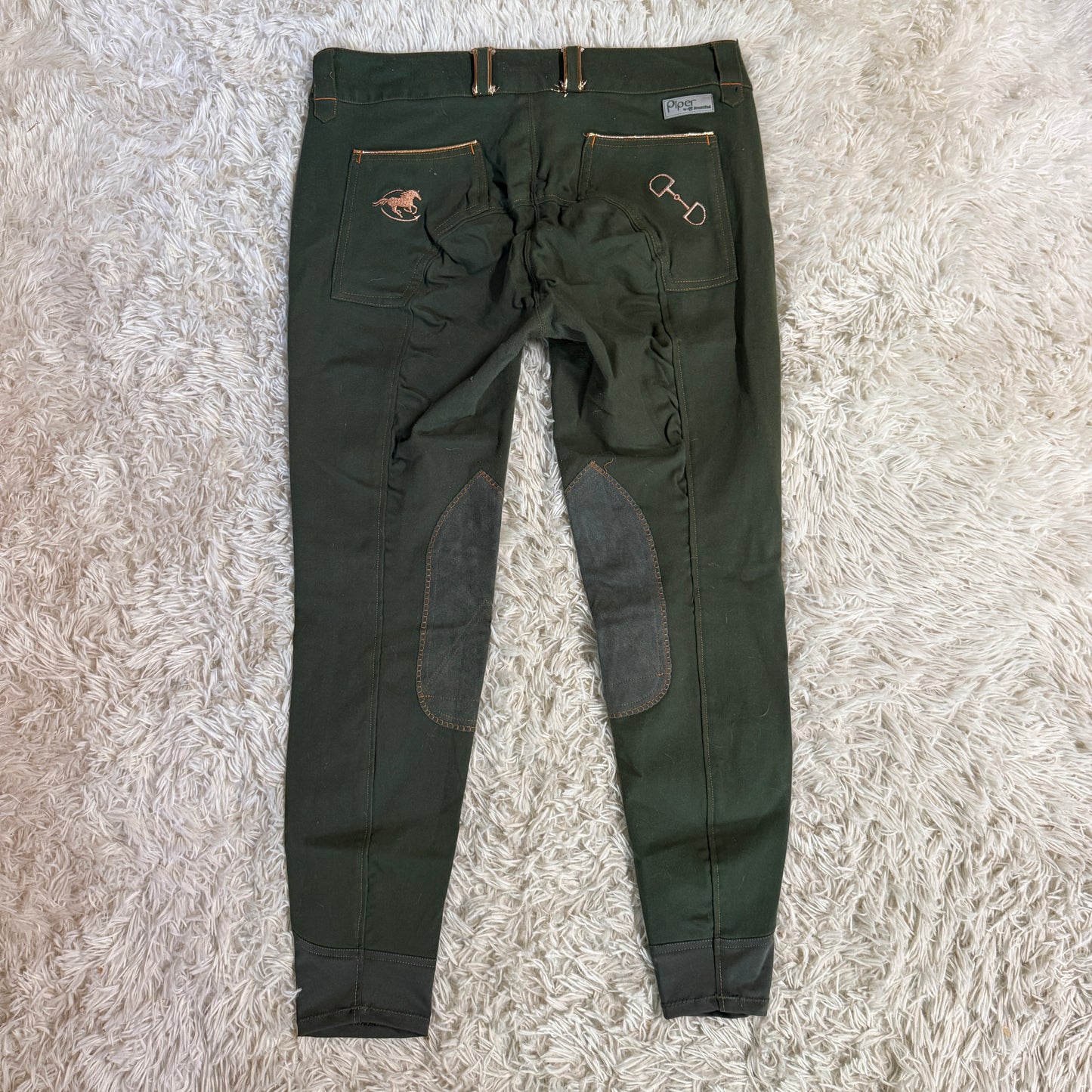 Women’s Size 34L Green Smartpak Piper Knee Patch Horseback Riding Breeches