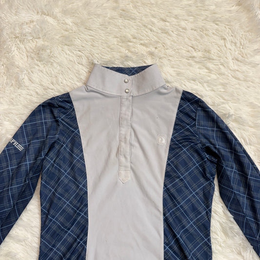 Women’s XS White/Blue Romfh Long Sleeve Horseback Riding Show Shirt