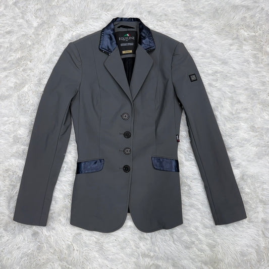 Women’s IT38 Grey/Navy Equiline Commessa X-Cool Horseback Riding Show Coat