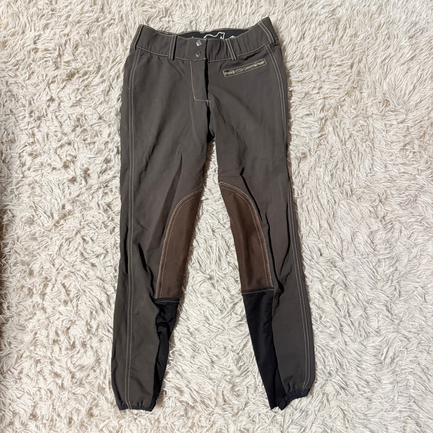 Women’s Size 26R Grey/Brown Goode Rider Knee Patch Horseback Riding Breeches
