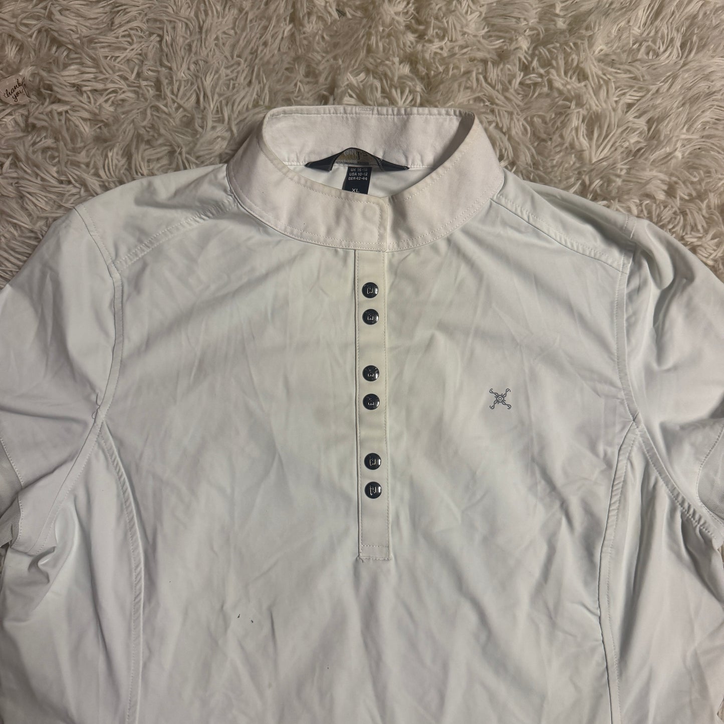 Women’s XL White Tredstep Short Sleeve Horseback Riding Show Shirt