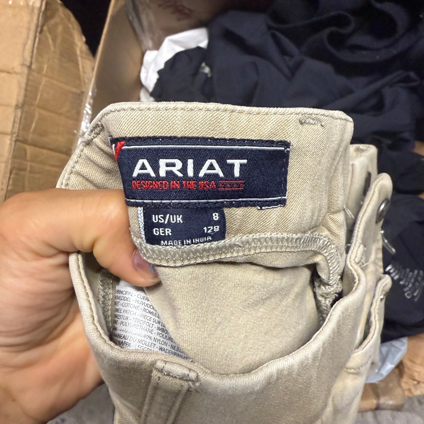 Girl’s Size 8 Tan Ariat Knee Patch Horseback Riding Jodphurs