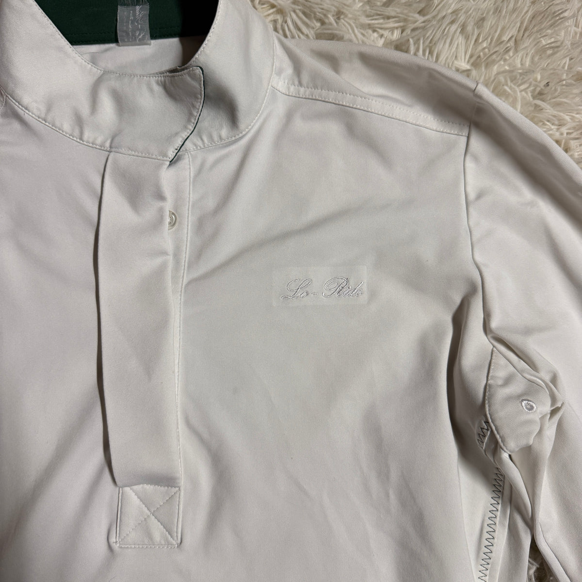 Women’s Large White Lo Ride Long Sleeve Horseback Riding Show Shirt