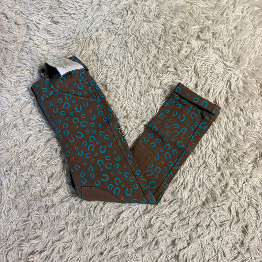 New Child’s Size 6R Brown Daisy Clipper Knee Patch Horseback Riding Jodphurs