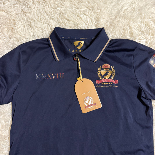 Women’s New Medium Navy Aubrion Short Sleeve Horseback Riding Polo Shirt