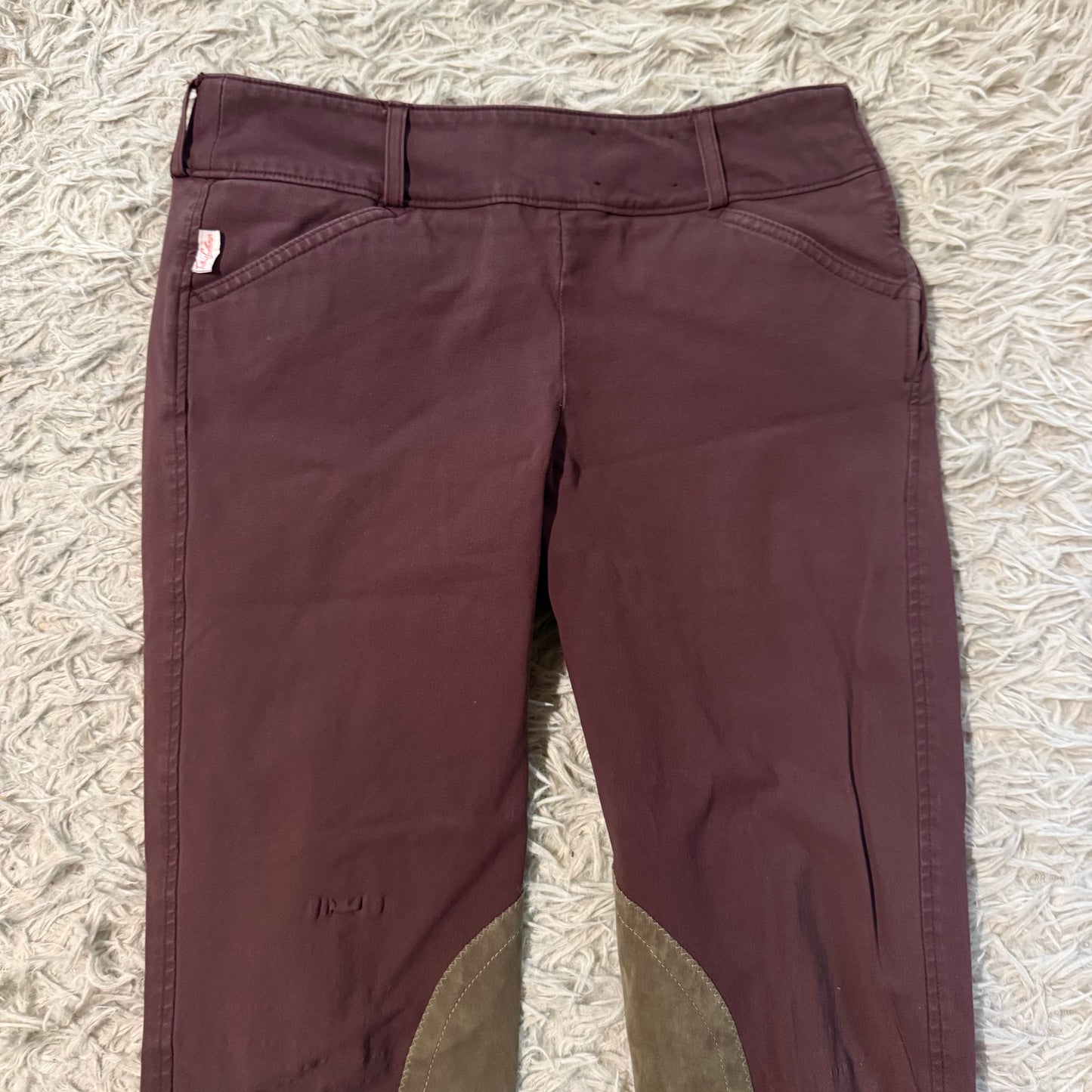 Women’s Size 28L Burgundy Tailored Sportsman Knee Patch Horseback Riding Breeches