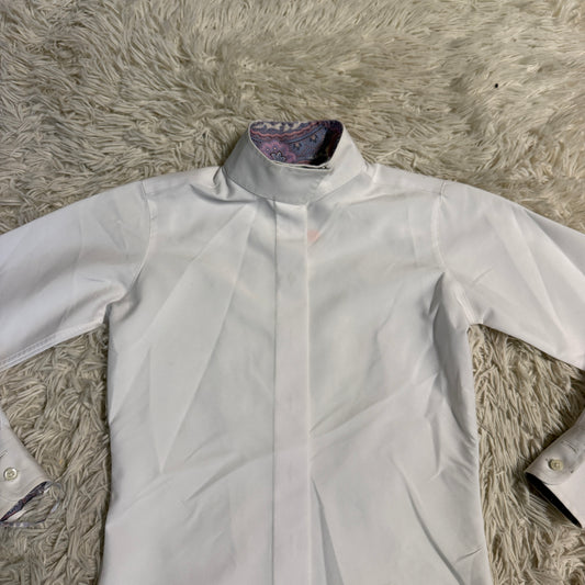 Child’s Size 8 White Essex Classics Long Sleeve Horseback Riding Show Shirt