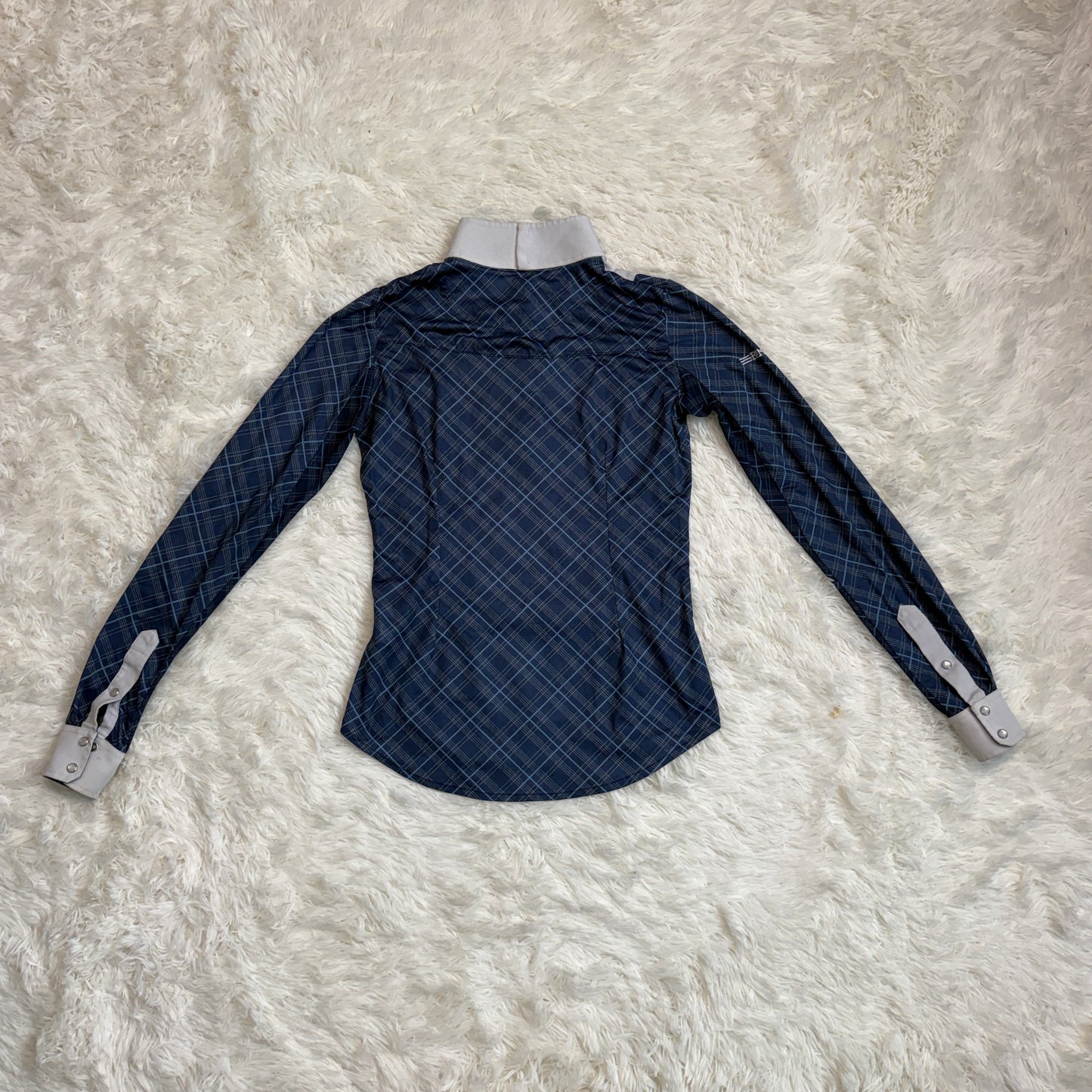 Women’s XS White/Blue Romfh Long Sleeve Horseback Riding Show Shirt