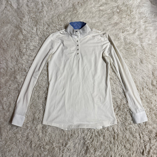 Women’s Medium White Essex Classics Long Sleeve Horseback Riding Show Shirt