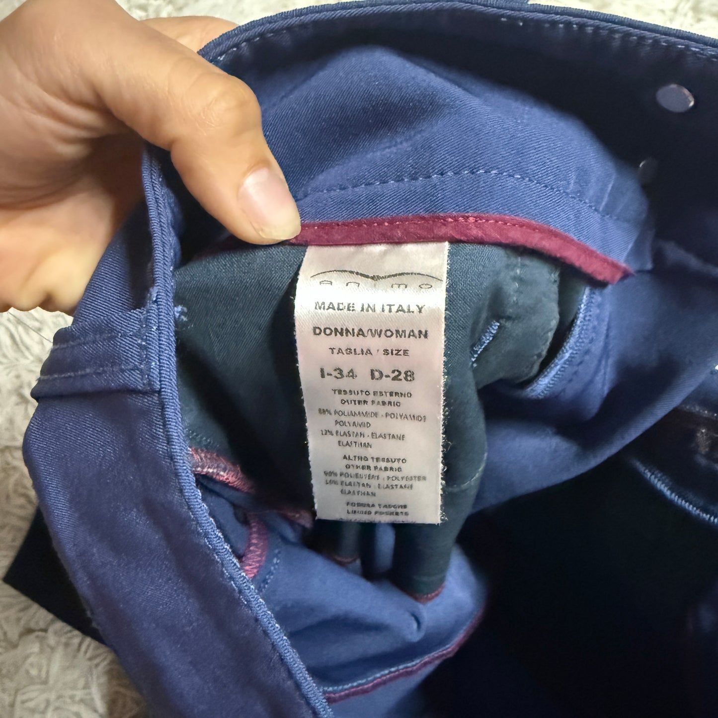 Women’s Size IT34 Blue Animo Knee Patch Horseback Riding Breeches