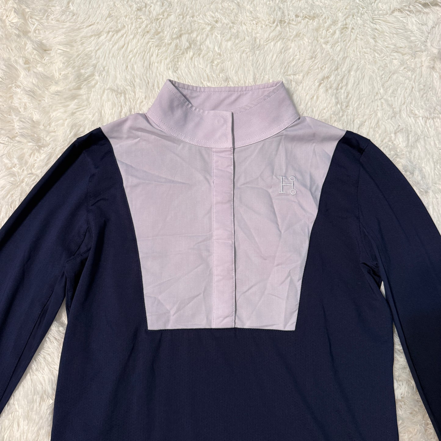 Women’s Small Navy/White Smartpak Long Sleeve Horseback Riding Show Shirt