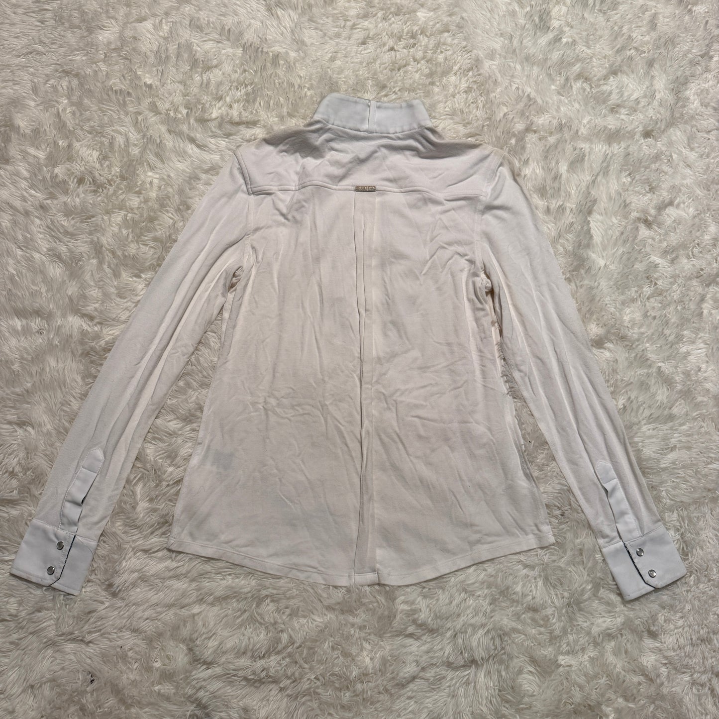 Women’s Large White Chestnut Bay Long Sleeve Horseback Riding Show Shirt