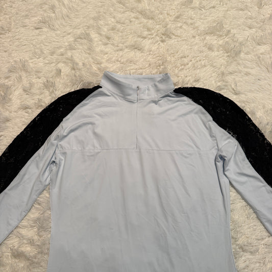 Women’s Medium White/Black Lace Equishow Long Sleeve Horseback Riding Show Shirt