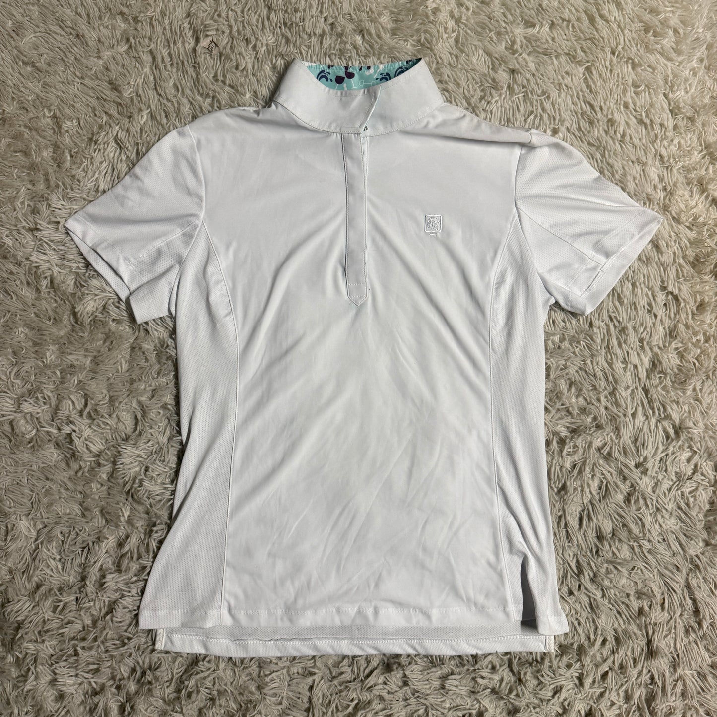 Women’s Large White Romfh Short Sleeve Horseback Riding Show Shirt