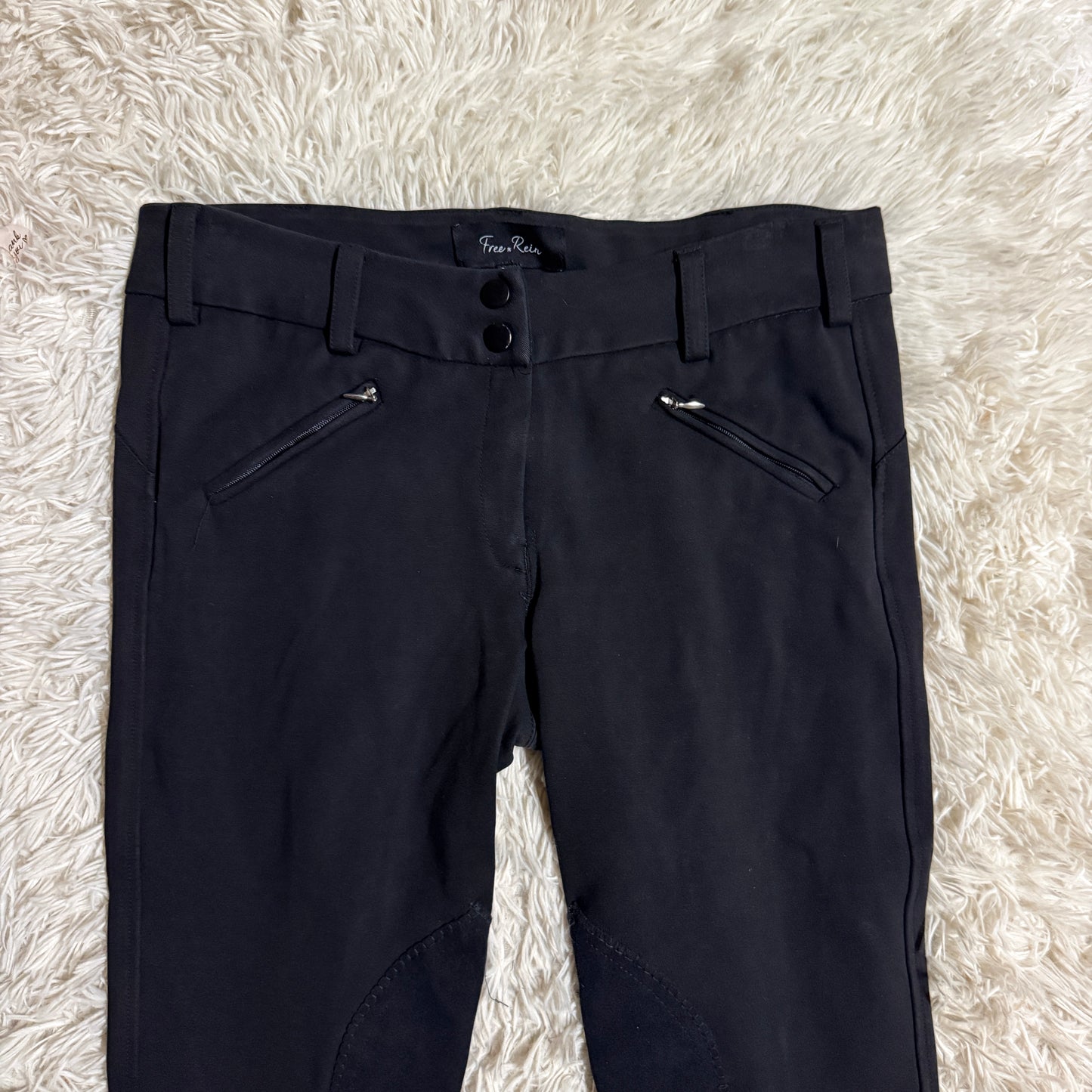 Women’s Size 30L Black Free Rein Knee Patch Horseback Riding Breeches