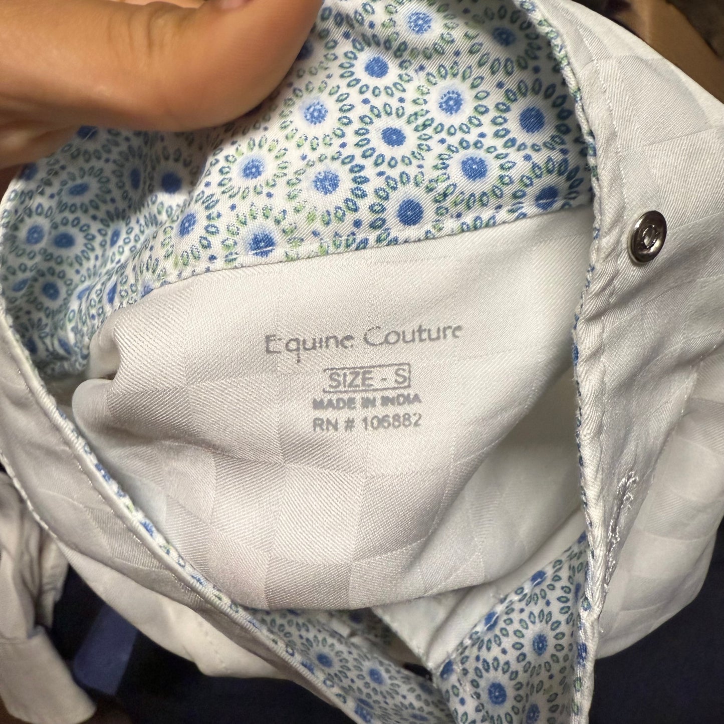 Women’s Small White Equine Couture Long Sleeve Horseback Riding Show Shirt
