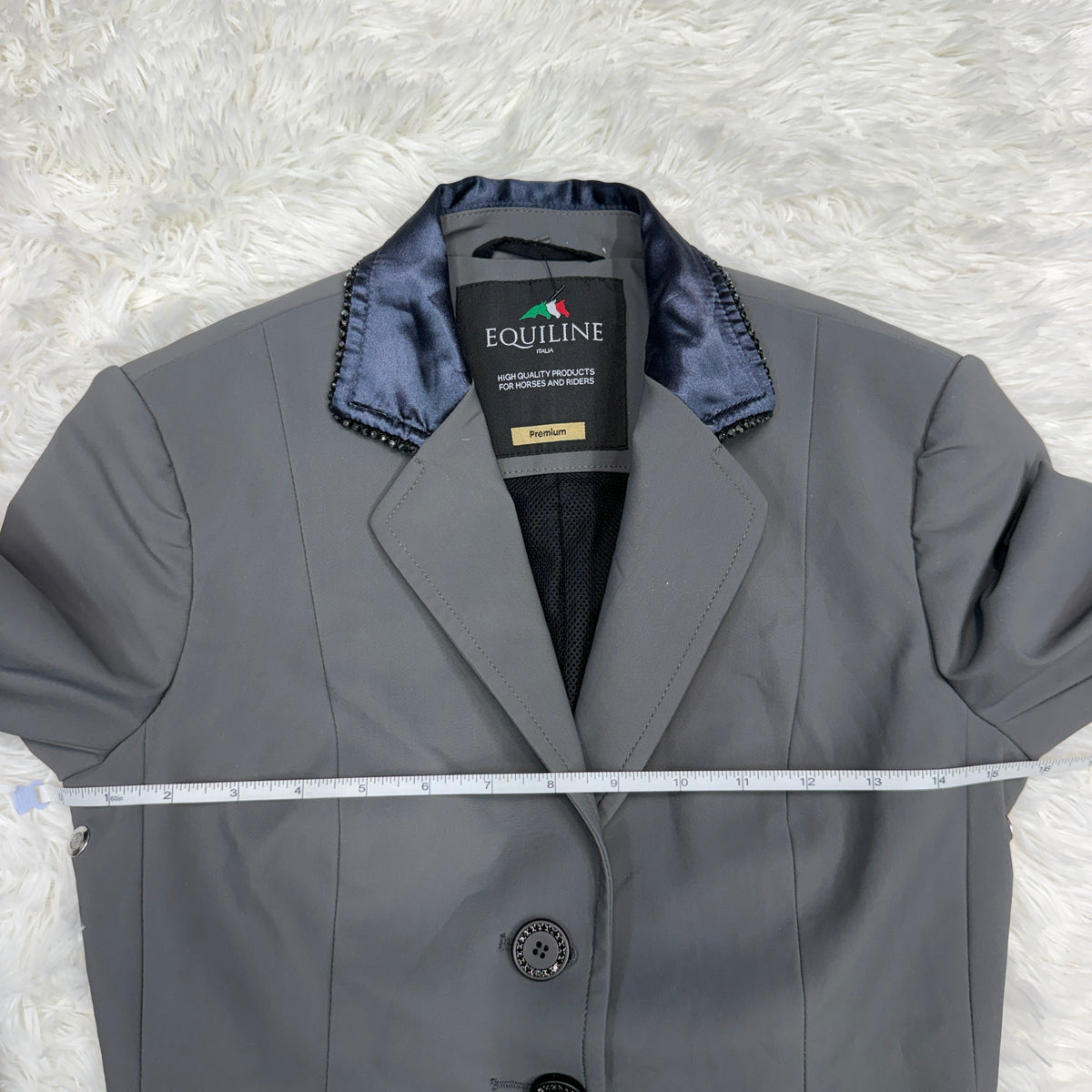 Women’s IT38 Grey/Navy Equiline Commessa X-Cool Horseback Riding Show Coat