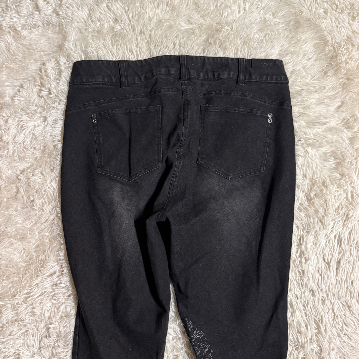 Women’s Size 34R Black Denim Ariat Knee Patch Horseback Riding Breeches